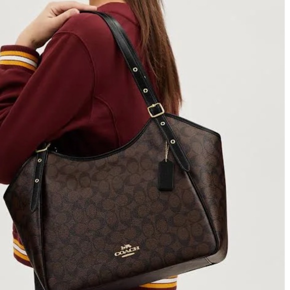 Coach Meadow Shoulder Bag In Signature Canvas-Color: Gold/Brown Black - Picture 4 of 4